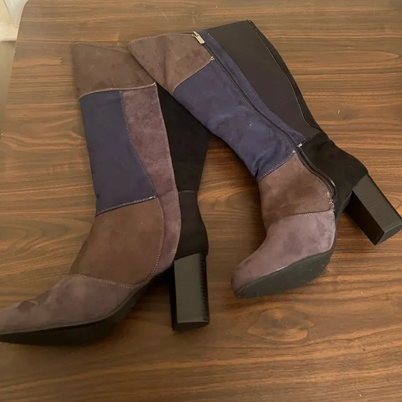 Ashley Stewart multi color suede like boots size 9W. - Picture 1 of 4